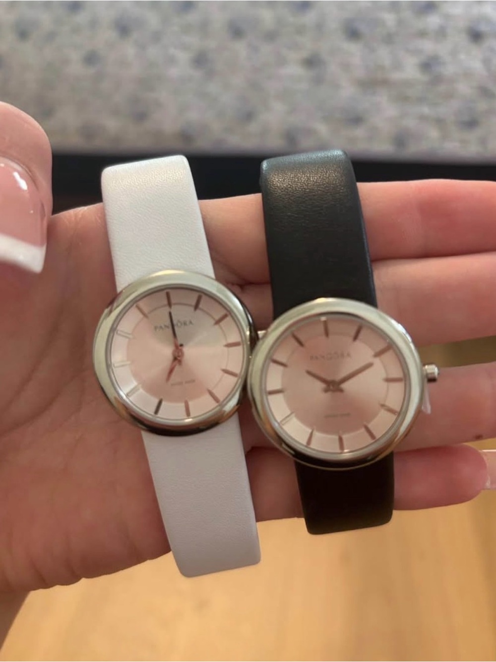 Pandora Dual Leather Strap Watches - White & Black